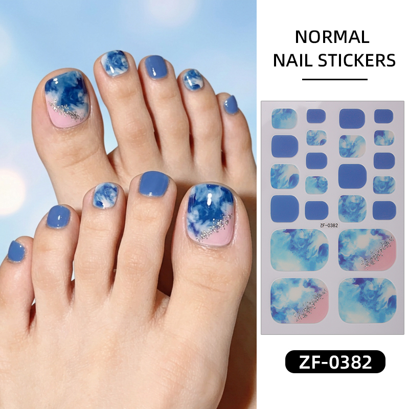 Full Cover Adhesive - 22-teiliges Set Farbverlauf Marmor Zehennagel-Aufkleber Selbstklebendes