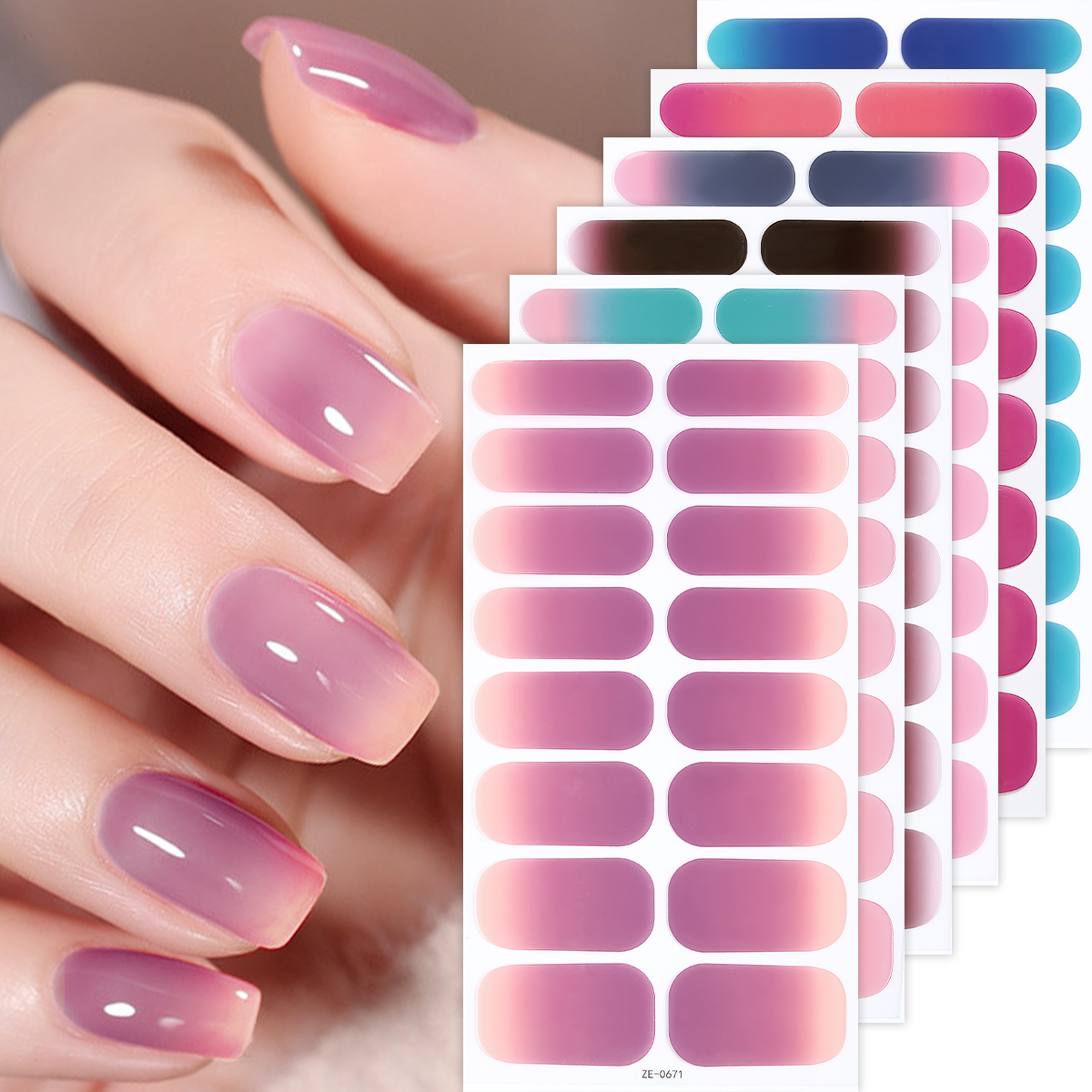 Full Cover Adhesive - 16 Tipps DIY Backfreie Nagelaufkleber Farbverlaufskleber