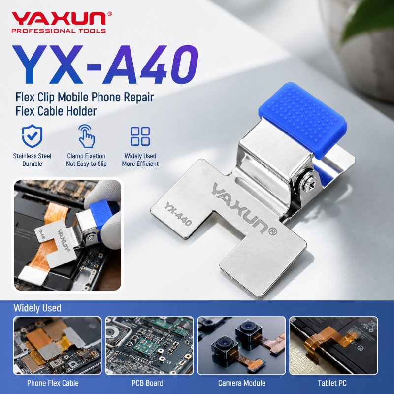Screen Alignment Tool - YX-A40 Telefon-PCB-Lötklemme YAXUN Edelstahlhalter mit Silikonauflage