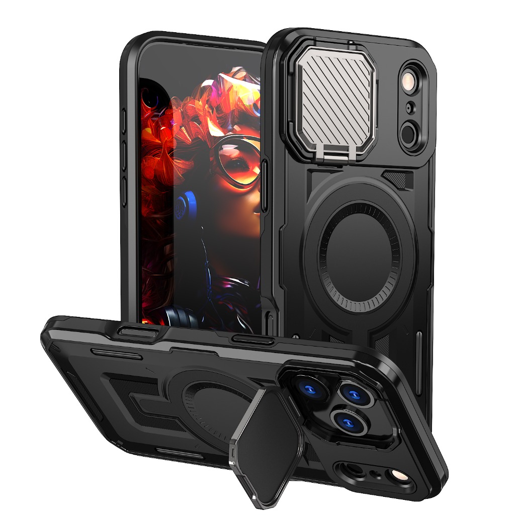 Camera Lens Protector - Robuste magnetische Handyhülle mit Schiebe-Kameraobjektivschutz und