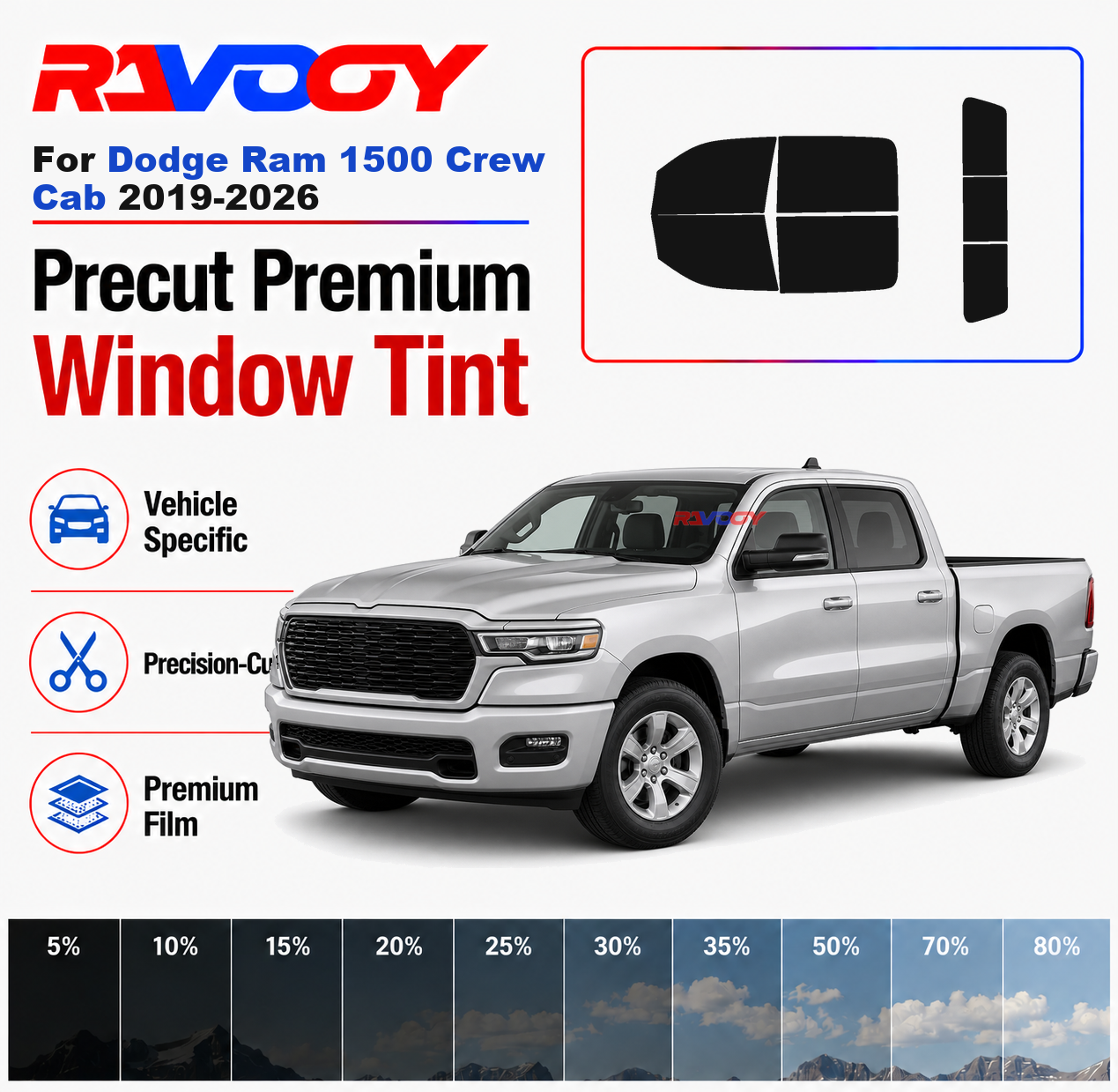 Privacy Screen Protector - Premium Vorgefertigtes Fenstertönungs-Set für Vorder- und
