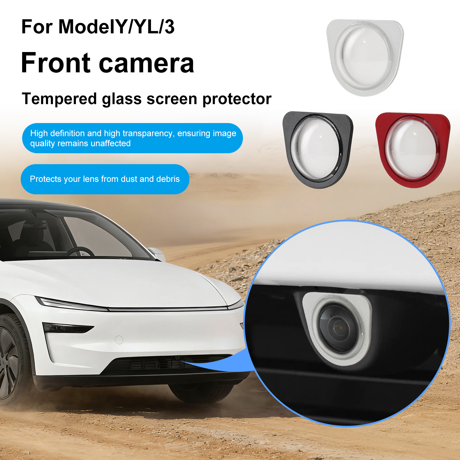 Camera Lens Protector - 2 Stück/1 Stück Frontkamera-Schutzabdeckung für Tesla