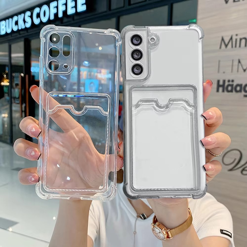 Camera Lens Protector - Transparente Silikon-Handyhülle mit Kartenfach für Samsung