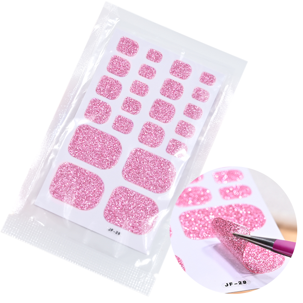 Full Cover Adhesive - 22 Tipps Rosa Glitzer Zehennagelaufkleber Wraps
